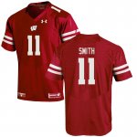 Men's Wisconsin Badgers NCAA #11 Alexander Smith Red Authentic Under Armour Stitched College Football Jersey LX31F03TC